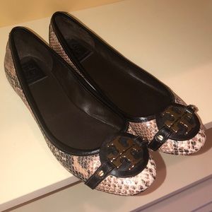 Tory Burch flats, brown snakeskin look